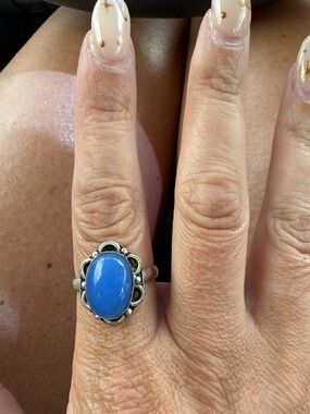 Sterling Silver Ring with Blue Chalcedony stone
